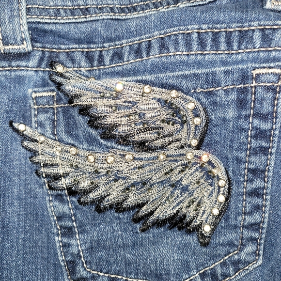 WOMEN'S MISS ME JEANS JP5163B WINGS BLING SIZE 29 - Picture 10 of 11